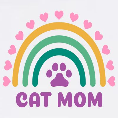 Cat Mom Rainbow Heart T-Shirt