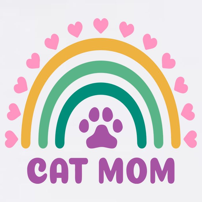 Cat Mom Rainbow Heart T-Shirt