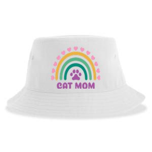 Cat Mom Rainbow Heart Sustainable Bucket Hat