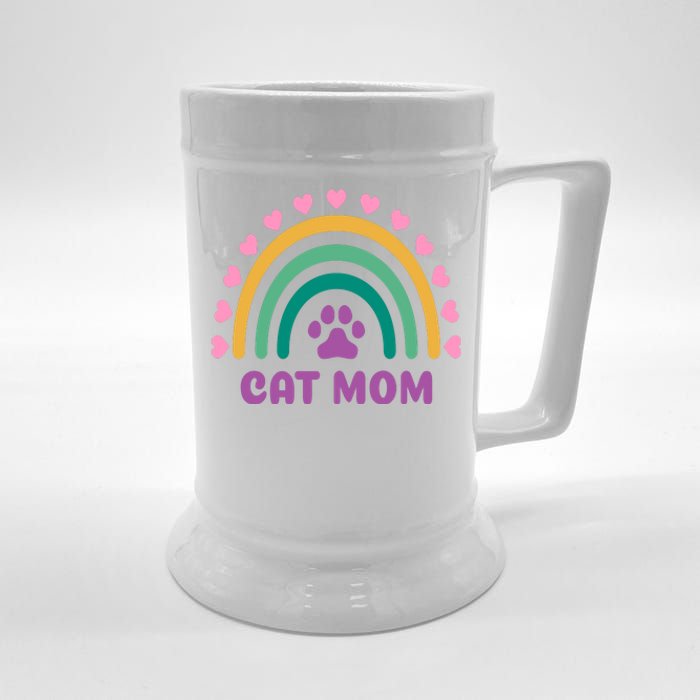 Cat Mom Rainbow Heart Beer Stein