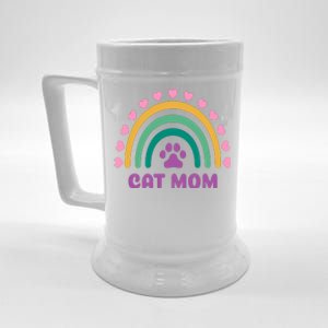 Cat Mom Rainbow Heart Beer Stein