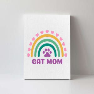 Cat Mom Rainbow Heart Canvas