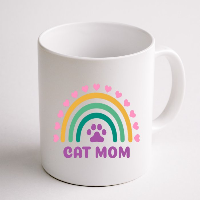 Cat Mom Rainbow Heart Coffee Mug