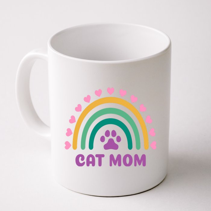 Cat Mom Rainbow Heart Coffee Mug