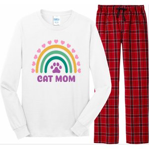 Cat Mom Rainbow Heart Long Sleeve Pajama Set