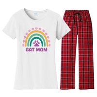 Cat Mom Rainbow Heart Women's Flannel Pajama Set