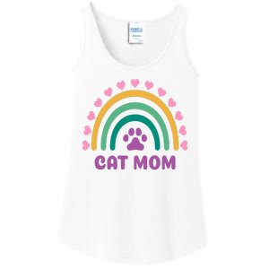 Cat Mom Rainbow Heart Ladies Essential Tank