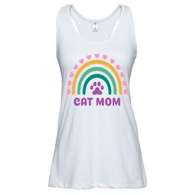 Cat Mom Rainbow Heart Ladies Essential Flowy Tank