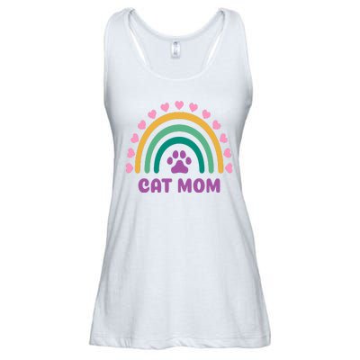 Cat Mom Rainbow Heart Ladies Essential Flowy Tank