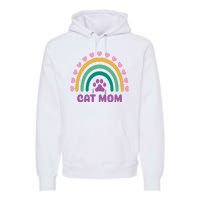 Cat Mom Rainbow Heart Premium Hoodie