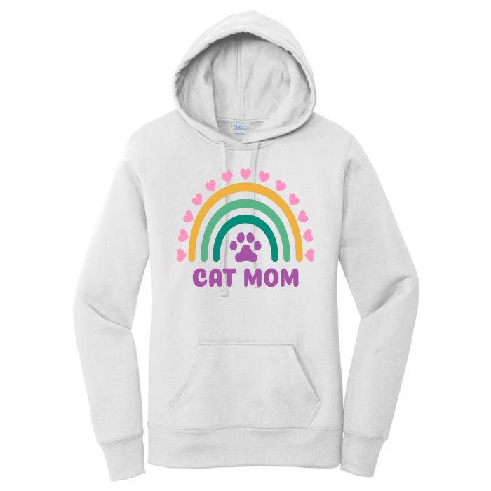 Cat Mom Rainbow Heart Women's Pullover Hoodie