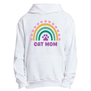 Cat Mom Rainbow Heart Urban Pullover Hoodie