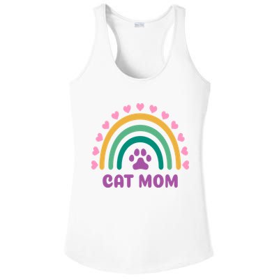 Cat Mom Rainbow Heart Ladies PosiCharge Competitor Racerback Tank