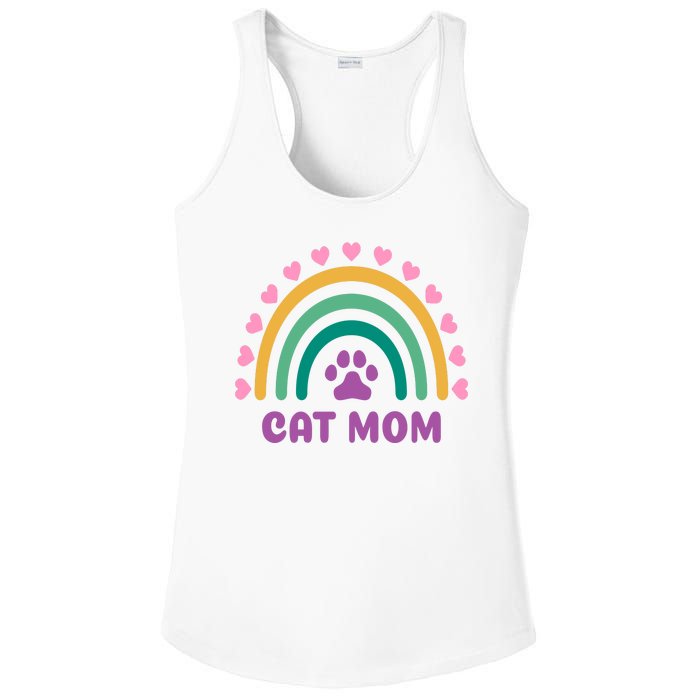 Cat Mom Rainbow Heart Ladies PosiCharge Competitor Racerback Tank