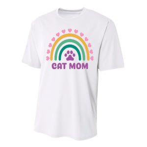 Cat Mom Rainbow Heart Performance Sprint T-Shirt