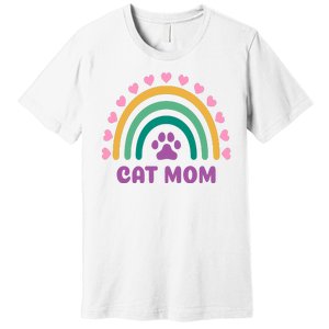 Cat Mom Rainbow Heart Premium T-Shirt