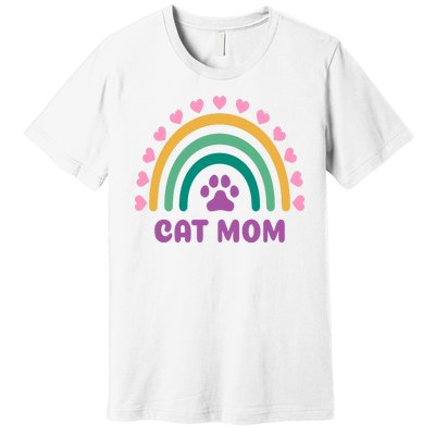 Cat Mom Rainbow Heart Premium T-Shirt