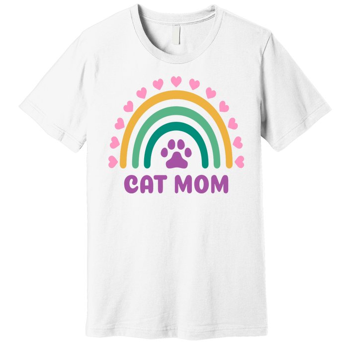 Cat Mom Rainbow Heart Premium T-Shirt