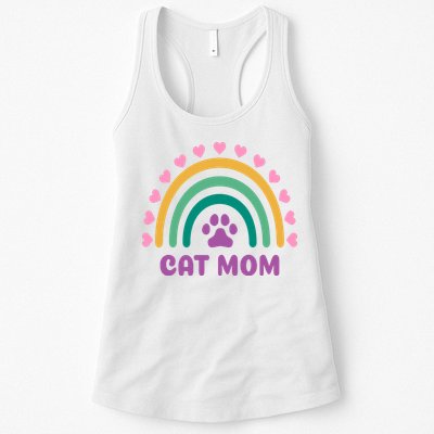 Cat Mom Rainbow Heart Womens Tank Top