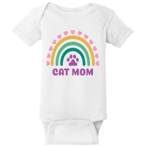 Cat Mom Rainbow Heart Baby Bodysuit