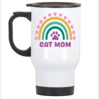 Cat Mom Rainbow Heart Stainless Steel Travel Mug