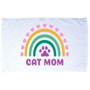 Cat Mom Rainbow Heart Microfiber Hand Towel