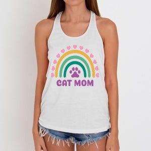 Cat Mom Rainbow Heart Women's Knotted Racerback Tank