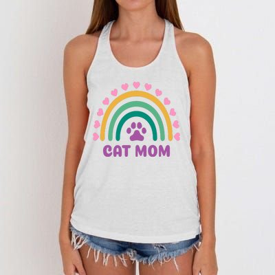 Cat Mom Rainbow Heart Women's Knotted Racerback Tank