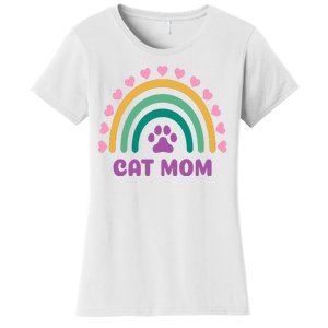 Cat Mom Rainbow Heart Women's T-Shirt