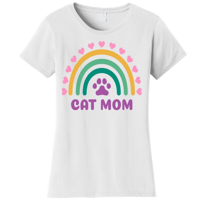 Cat Mom Rainbow Heart Women's T-Shirt