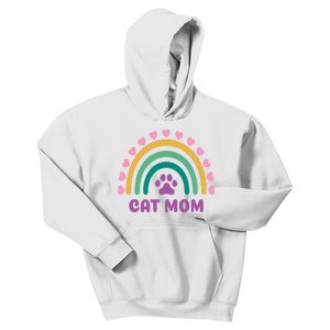 Cat Mom Rainbow Heart Kids Hoodie