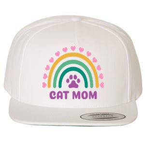 Cat Mom Rainbow Heart Wool Snapback Cap