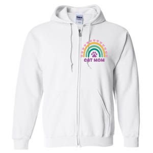 Cat Mom Rainbow Heart Full Zip Hoodie