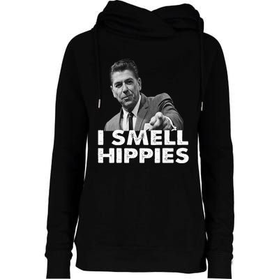 Conservative Merica Ronald Reagan I Smell Hippies Womens Funnel Neck Pullover Hood