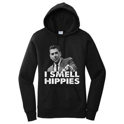 Conservative Merica Ronald Reagan I Smell Hippies Women's Pullover Hoodie