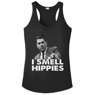 Conservative Merica Ronald Reagan I Smell Hippies Ladies PosiCharge Competitor Racerback Tank