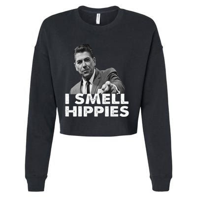 Conservative Merica Ronald Reagan I Smell Hippies Cropped Pullover Crew