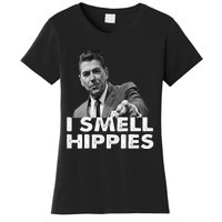 Conservative Merica Ronald Reagan I Smell Hippies Women's T-Shirt