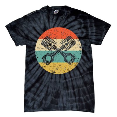 Car Mechanic Retro Car Engine Pistons Icon Tie-Dye T-Shirt