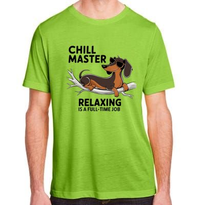 Chill Master Relaxing Is A Fulltime Job Funny Dachshund Cool Gift Adult ChromaSoft Performance T-Shirt