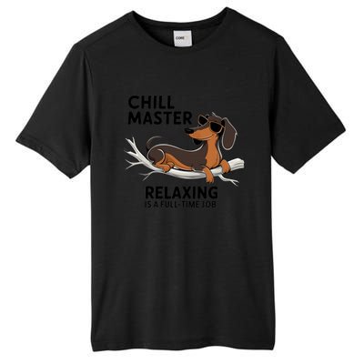 Chill Master Relaxing Is A Fulltime Job Funny Dachshund Cool Gift Tall Fusion ChromaSoft Performance T-Shirt