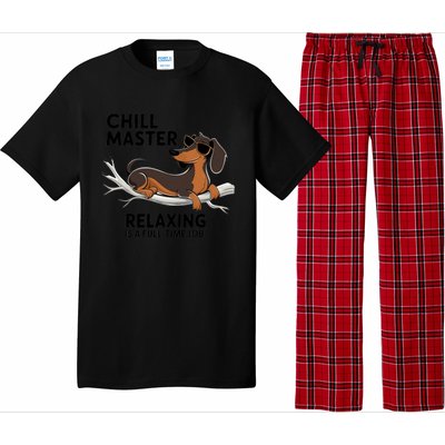 Chill Master Relaxing Is A Fulltime Job Funny Dachshund Cool Gift Pajama Set