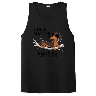 Chill Master Relaxing Is A Fulltime Job Funny Dachshund Cool Gift PosiCharge Competitor Tank