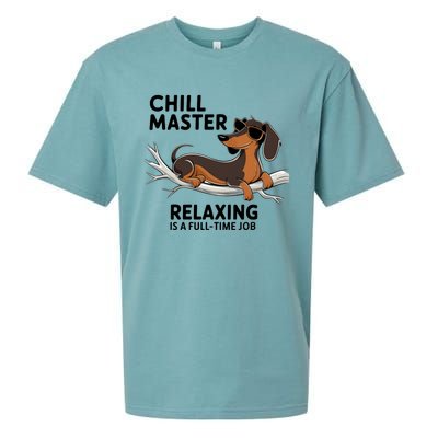 Chill Master Relaxing Is A Fulltime Job Funny Dachshund Cool Gift Sueded Cloud Jersey T-Shirt