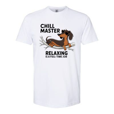 Chill Master Relaxing Is A Fulltime Job Funny Dachshund Cool Gift Softstyle CVC T-Shirt