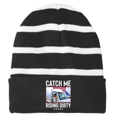 Catch Me Riding Dirty Striped Beanie with Solid Band