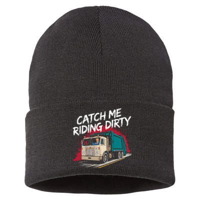 Catch Me Riding Dirty Garbage Vote Trump 2024 Sustainable Knit Beanie