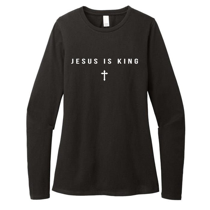 Christian Minimalist Religious Christ Jesus Is King Cross Womens CVC Long Sleeve Shirt