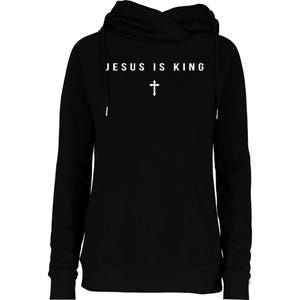 Christian Minimalist Religious Christ Jesus Is King Cross Womens Funnel Neck Pullover Hood