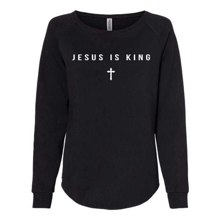 Christian Minimalist Religious Christ Jesus Is King Cross Womens California Wash Sweatshirt